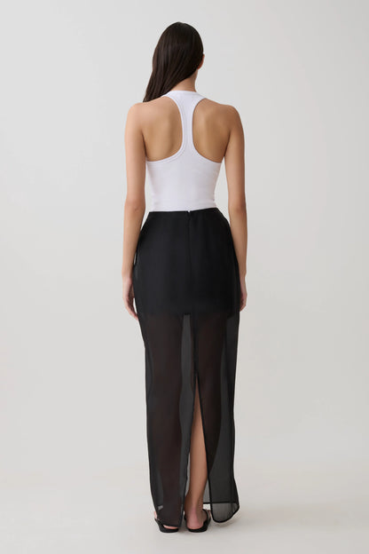 Ximena Organza Maxi Skirt Black