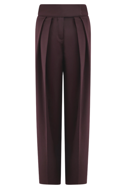 Penelope Pleated High Waisted Pants Chocolate