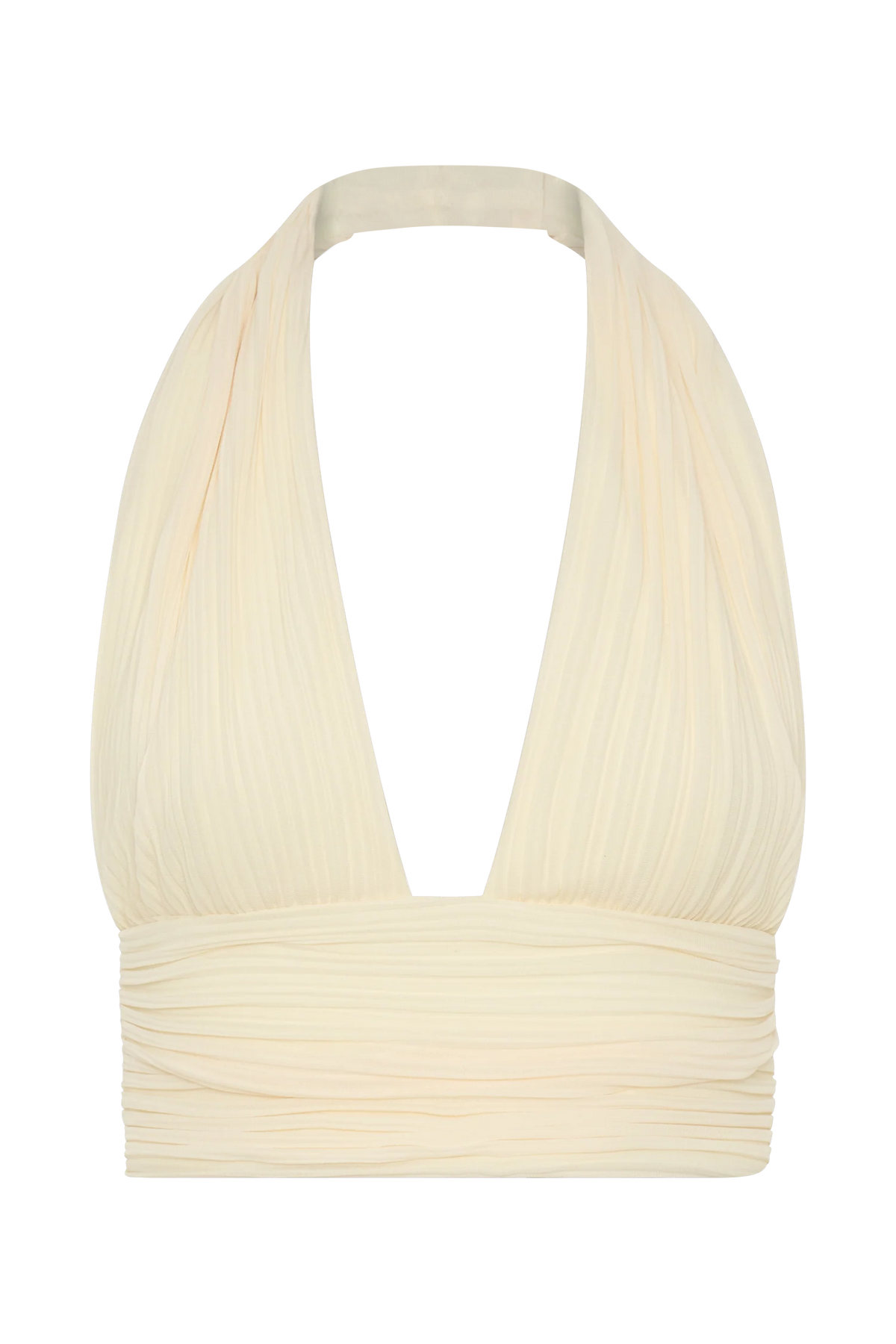 Amaris Sleeveless Plisse Halter Top Lemon