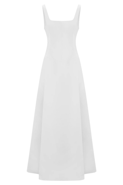Salma Drop Waist Cotton Maxi Dress White