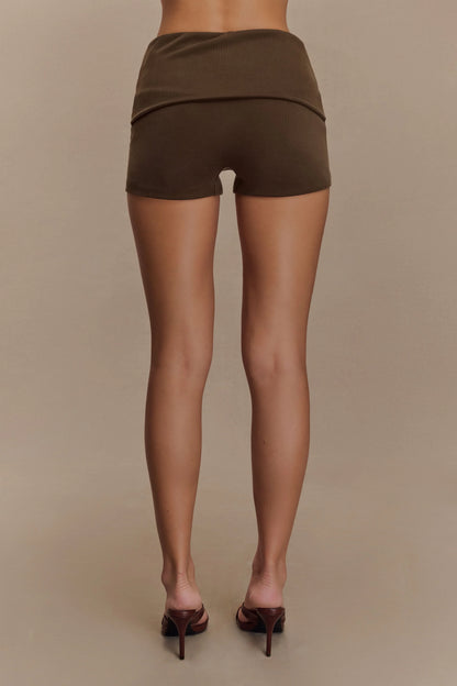 Birdie Fold Over Shorts Chocolate