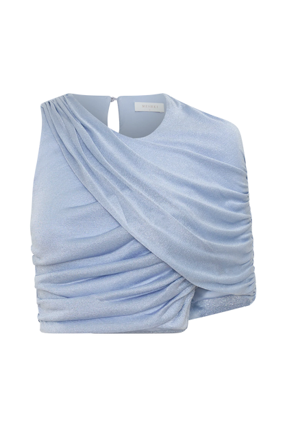 Adrienne One Shoulder Lurex Top Pastel Blue