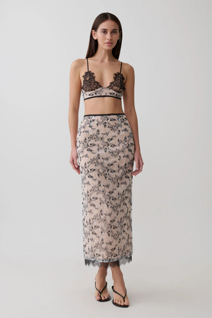 Kimberly Lace Sleeveless Crop Top Nude Lace