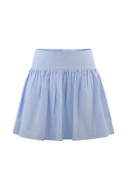 Gretel Hem Mini Skirt Blue Pinstripe