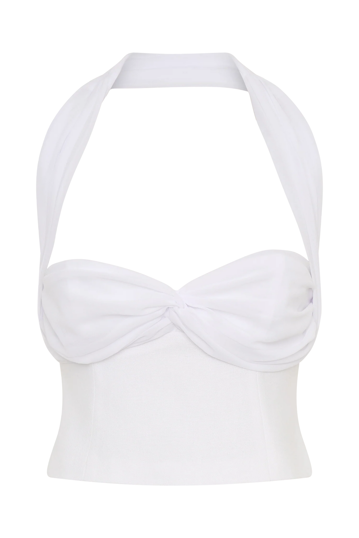 Talia Chiffon And Linen Halter Top White