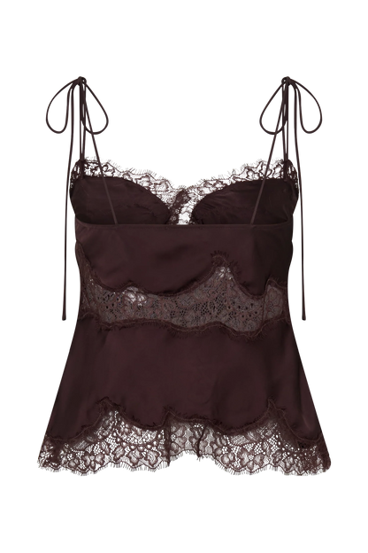 Nina Satin And Lace Camisole Chocolate
