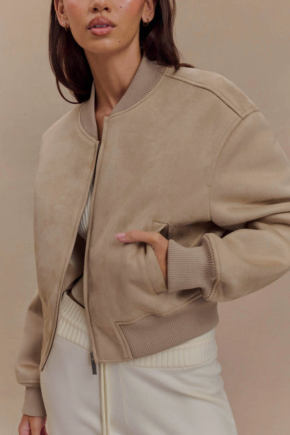 Rudy Suede Bomber Jacket Sand