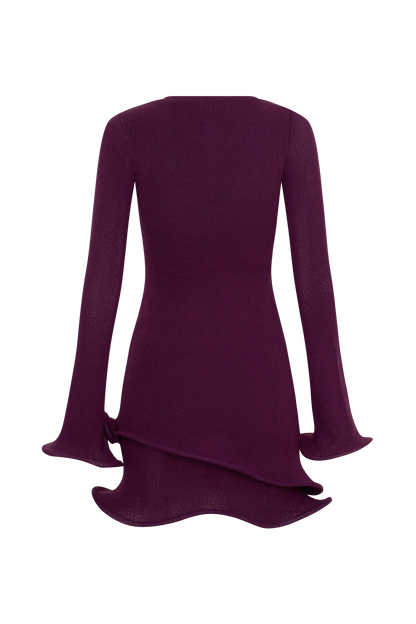 Samira Knit Long Sleeve Mini Dress Plum