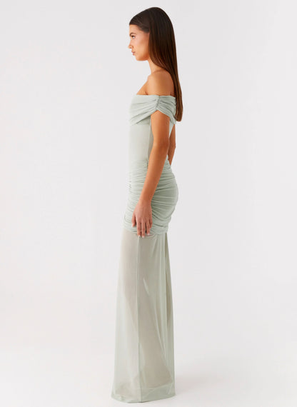 Eyllin Off Shoulder Maxi Dress Sage