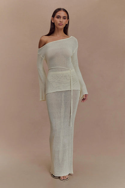 Reagan Off Shoulder Knit Top White