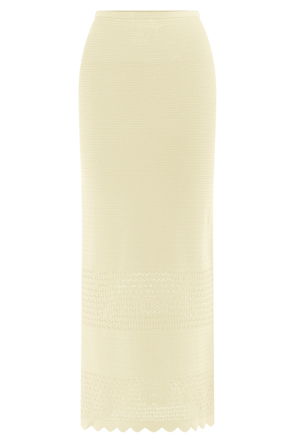 Madeline Scallop Knit Midi Skirt Ivory