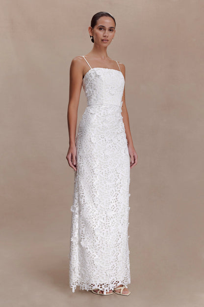 Josefa Sequin Lace Maxi Dress White