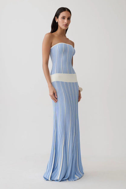 Joyce Stripe Maxi Knit Dress Blue