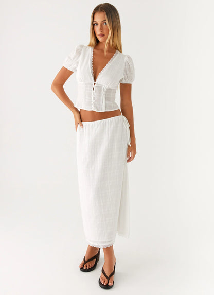 Sweet Lullaby Midi Skirt White