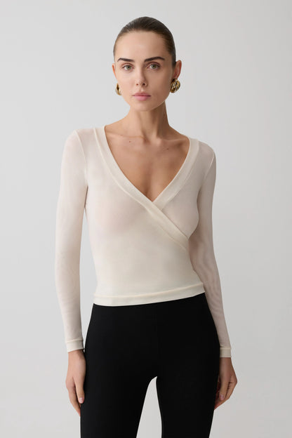 Lumi Long Sleeve Mesh Top Bone