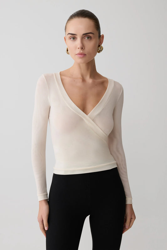 Lumi Long Sleeve Mesh Top Bone
