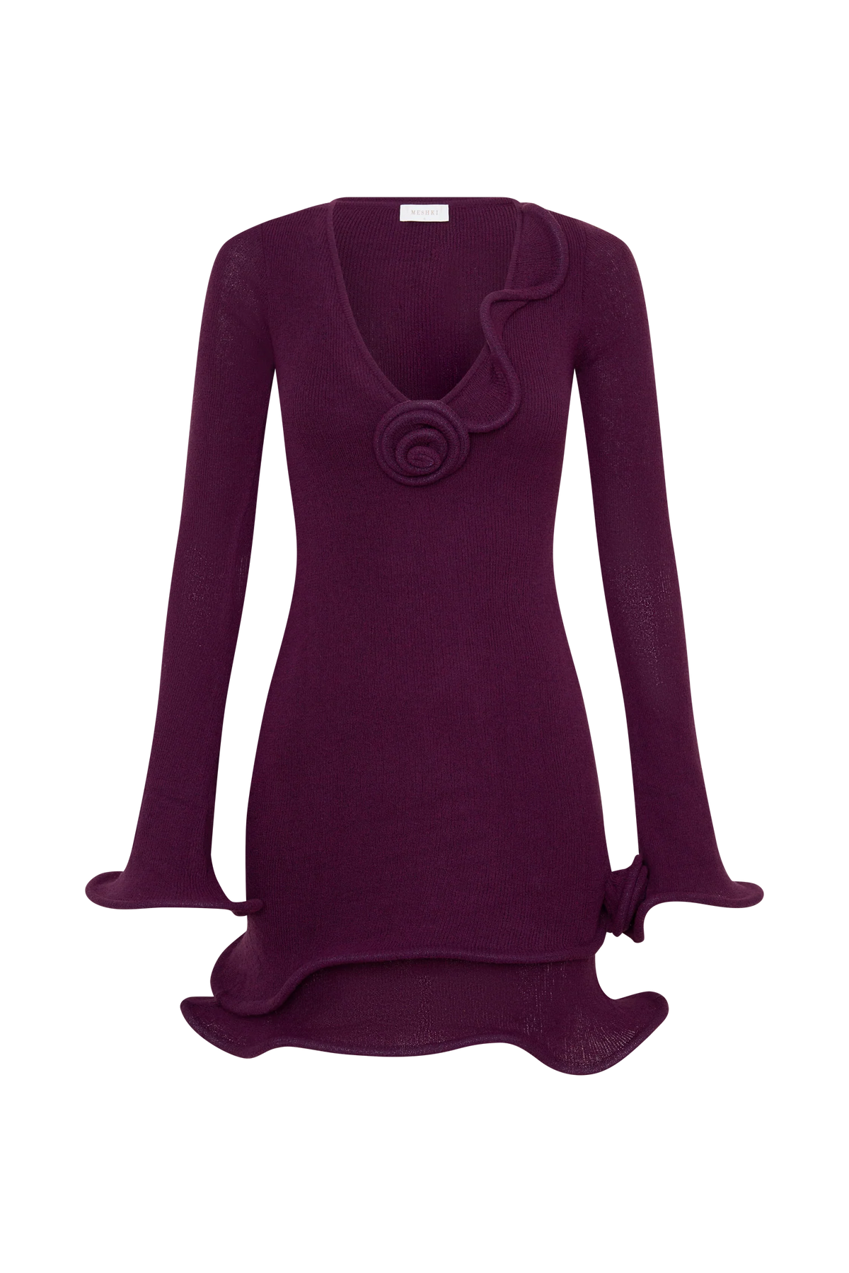 Samira Knit Long Sleeve Mini Dress Plum