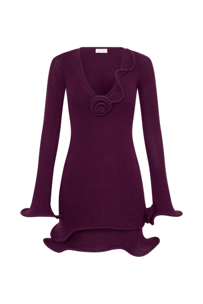 Samira Knit Long Sleeve Mini Dress Plum