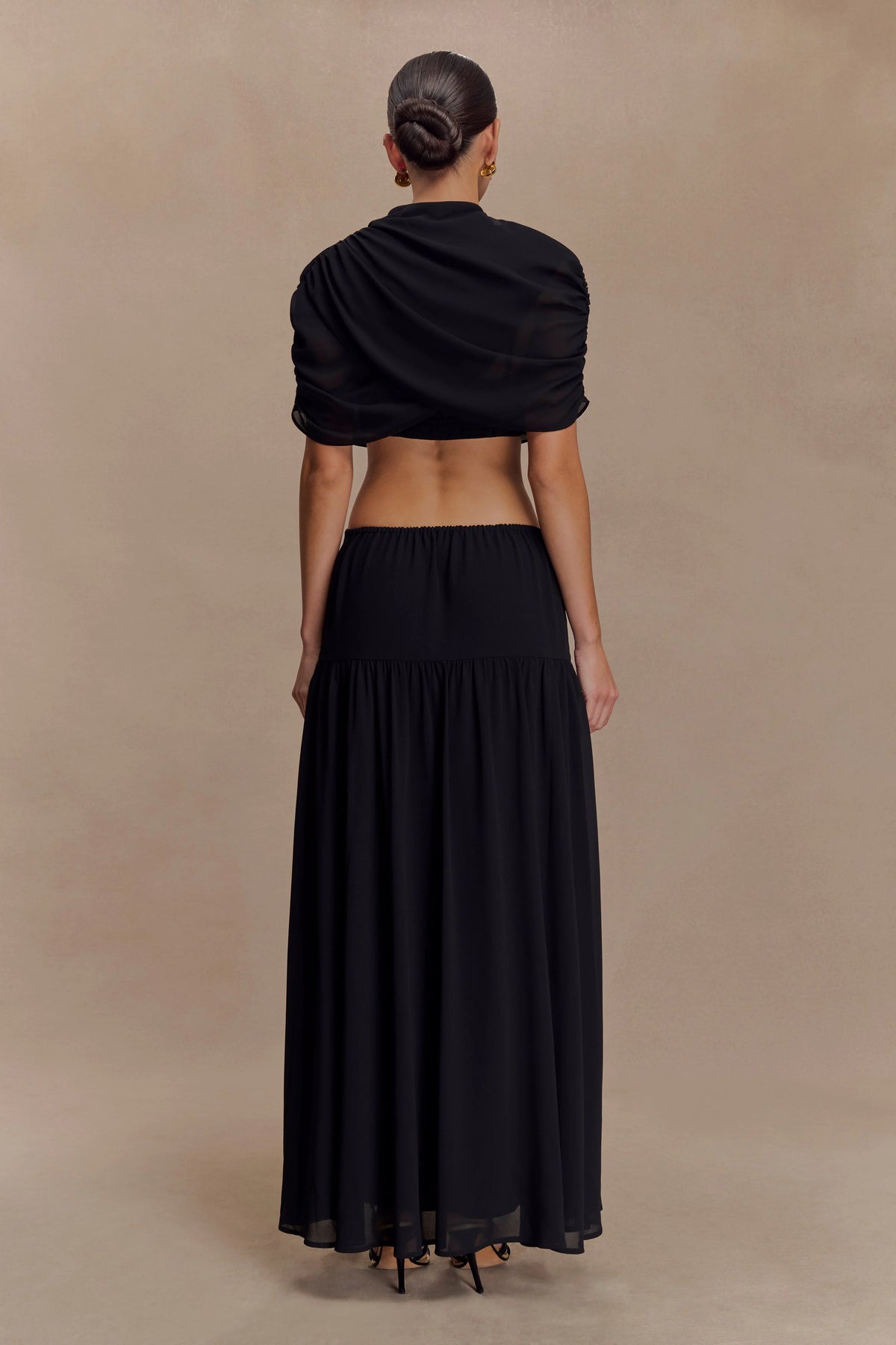 Georgina Chiffon Midi Dress Black