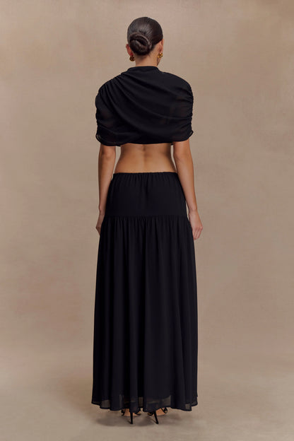 Georgina Chiffon Midi Dress Black