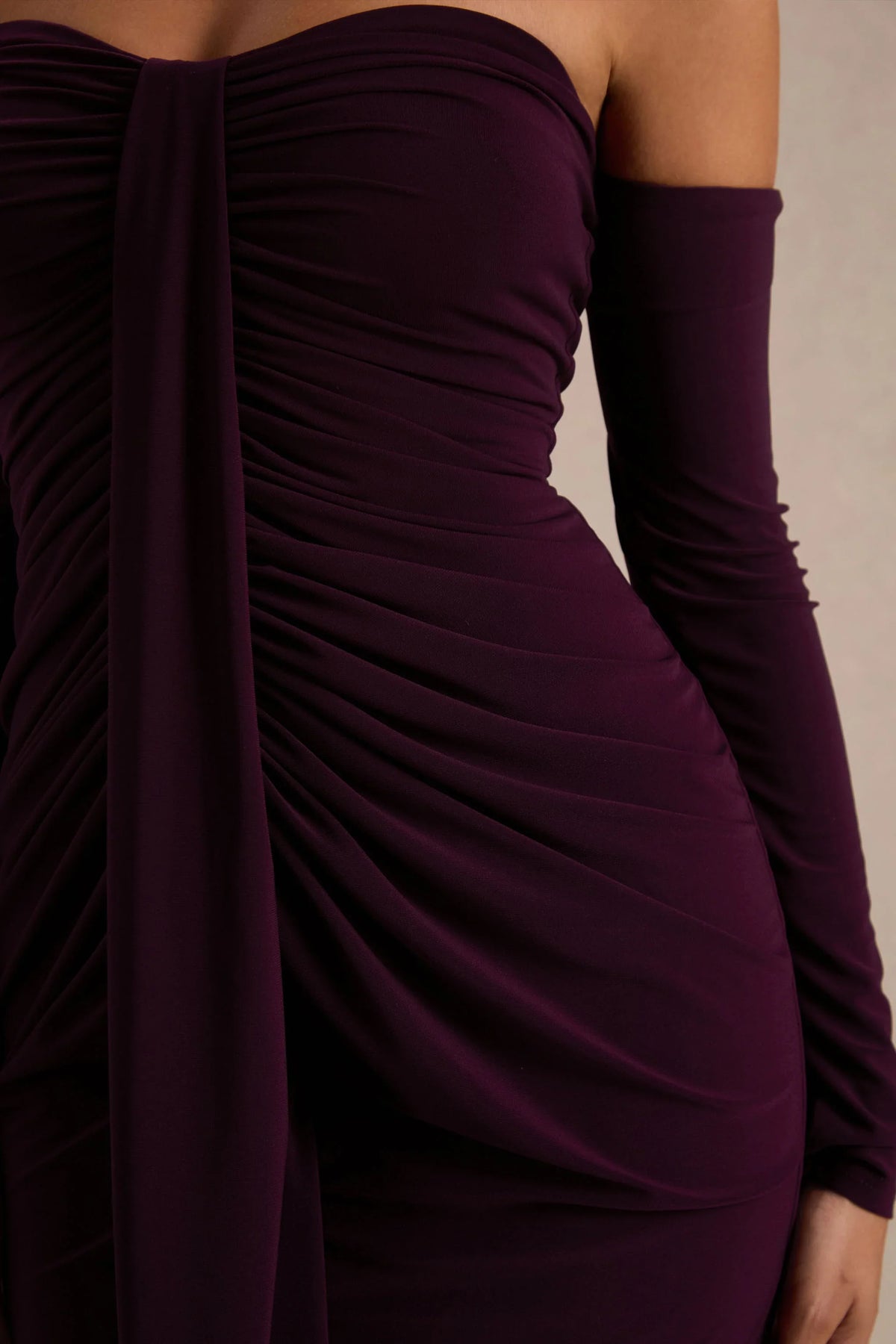 Harper Plum Bardot Neck Maxi Dress