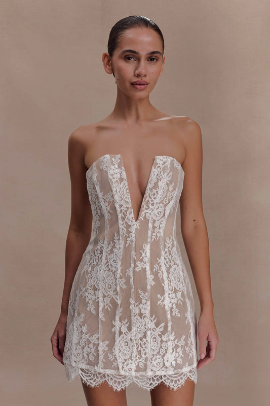 Zoey Lace Corset Mini Dress Ivory