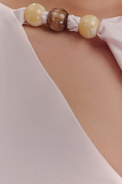 Alicent Slinky Beaded Top Pale Pink