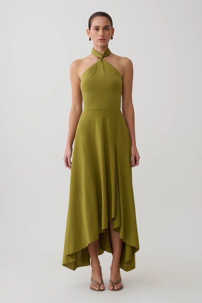 Bambi Twisted Neck Dry Jersey Bodysuit Martini Olive