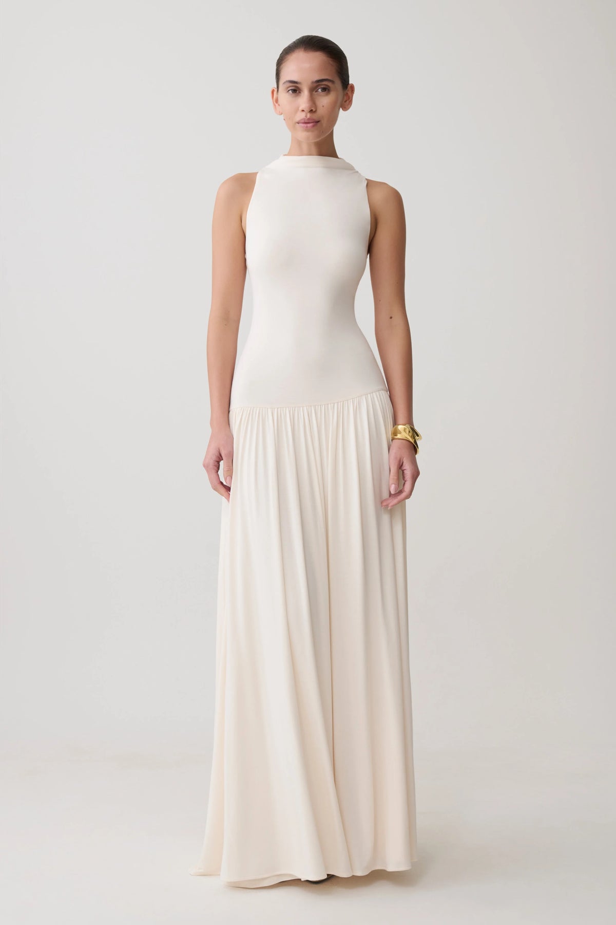 Zsela High Neck Modal Maxi Dress Ivory