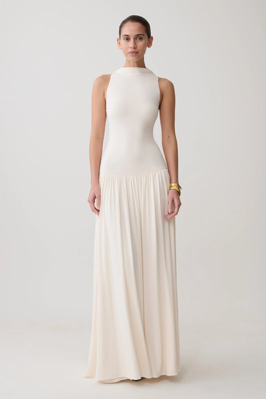 Zsela High Neck Modal Maxi Dress Ivory