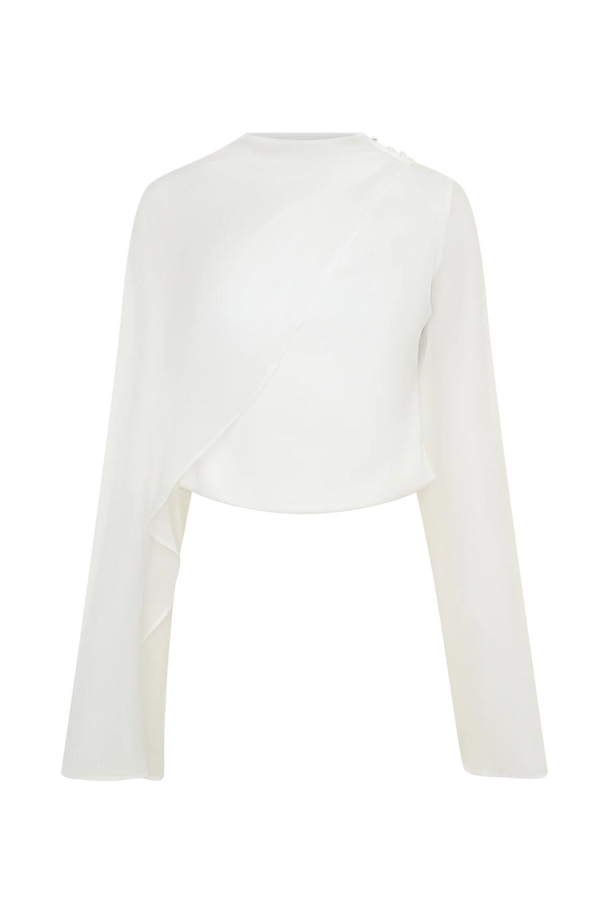 Ida Sheer Asymmetrical Long Sleeve Cape White