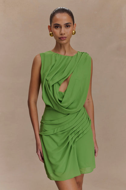 Oria Chiffon Mini Dress Green