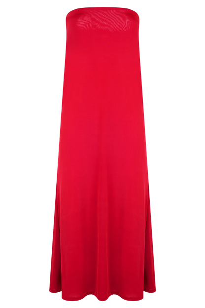 Bruna Slinky Fishtail Maxi Skirt Red