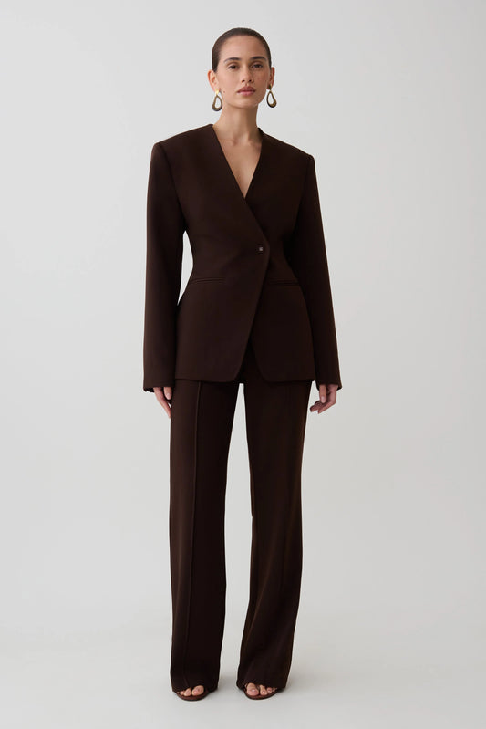 Darcie Fit And Flare Suiting Pants Dark Chocolate