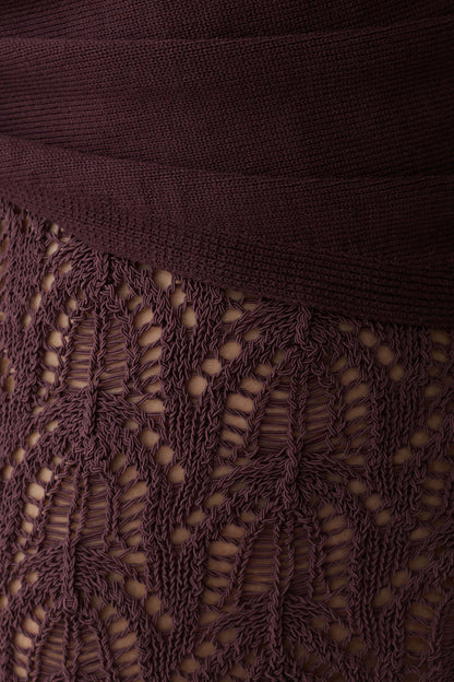 Liora Crochet Shorts With Knit Overlay Chocolate