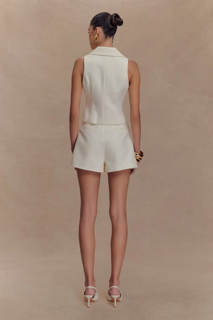 Alix Mixed Button Vest Ivory