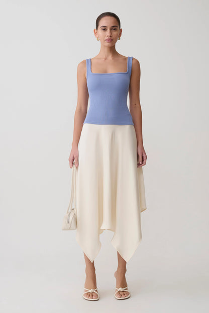 Aisling Ribbed Square Neck Sleeveless Top Cornflower Blue