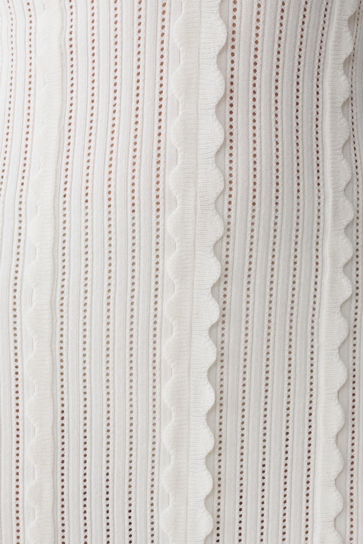 Cooper Scalloped Neckline Pointelle Midi Dress White