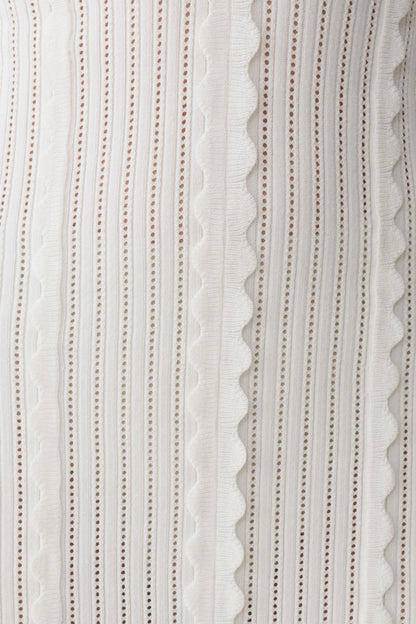 Cooper Scalloped Neckline Pointelle Midi Dress White