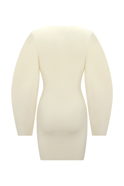 Billy Balloon Sleeve Knit Mini Dress Ivory