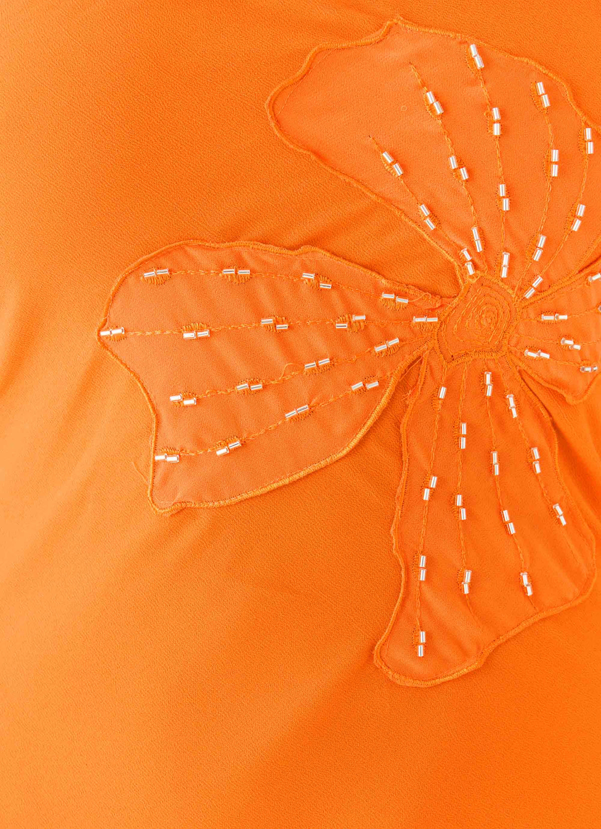 Sassafras Beaded Flower Strapless Maxi Dress Orange