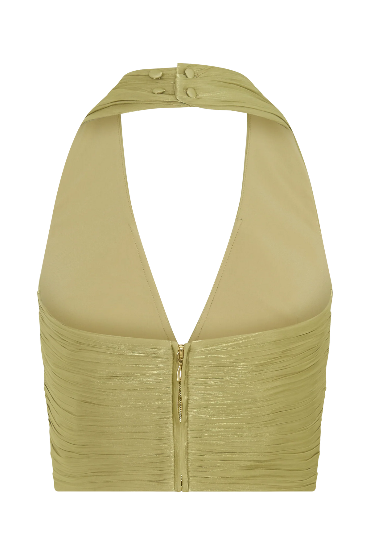 Makena Gathered V Neck Top Green