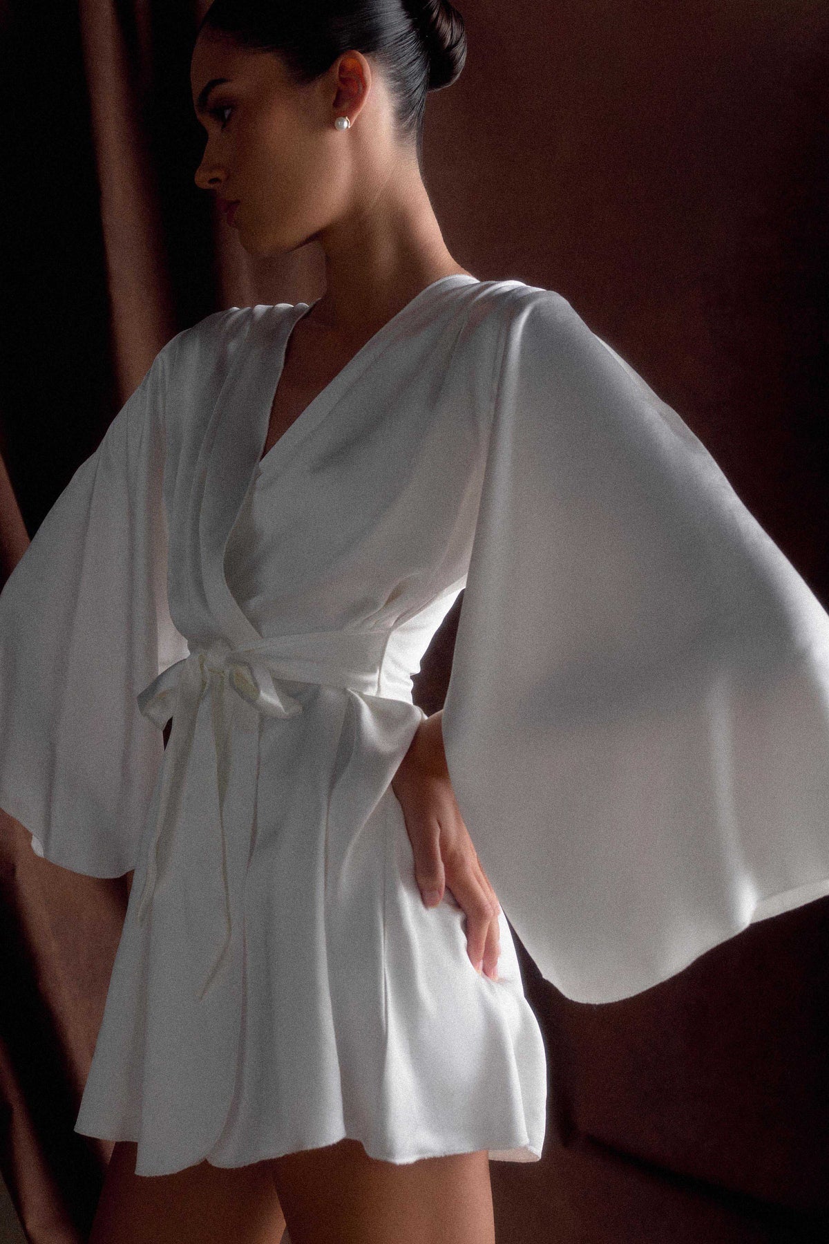 Sterling Satin Bridal Robe Ivory