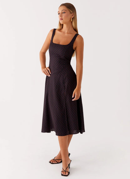 Rowyn Midi Dress Black Polka Dot
