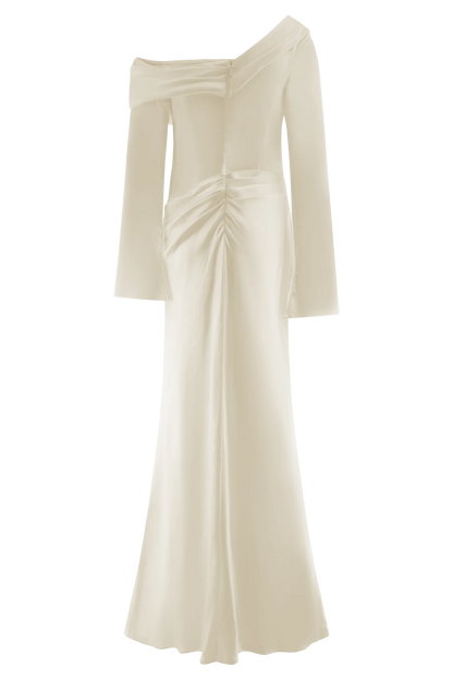 Iris Long Sleeve Satin Maxi Dress Blush Gold