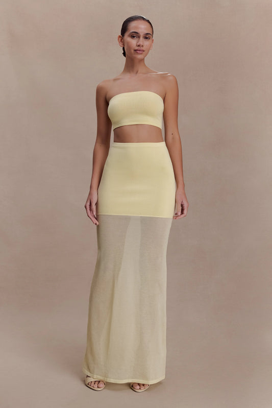 Tanyel Sheer And Bandage Knit Maxi Skirt Lemon
