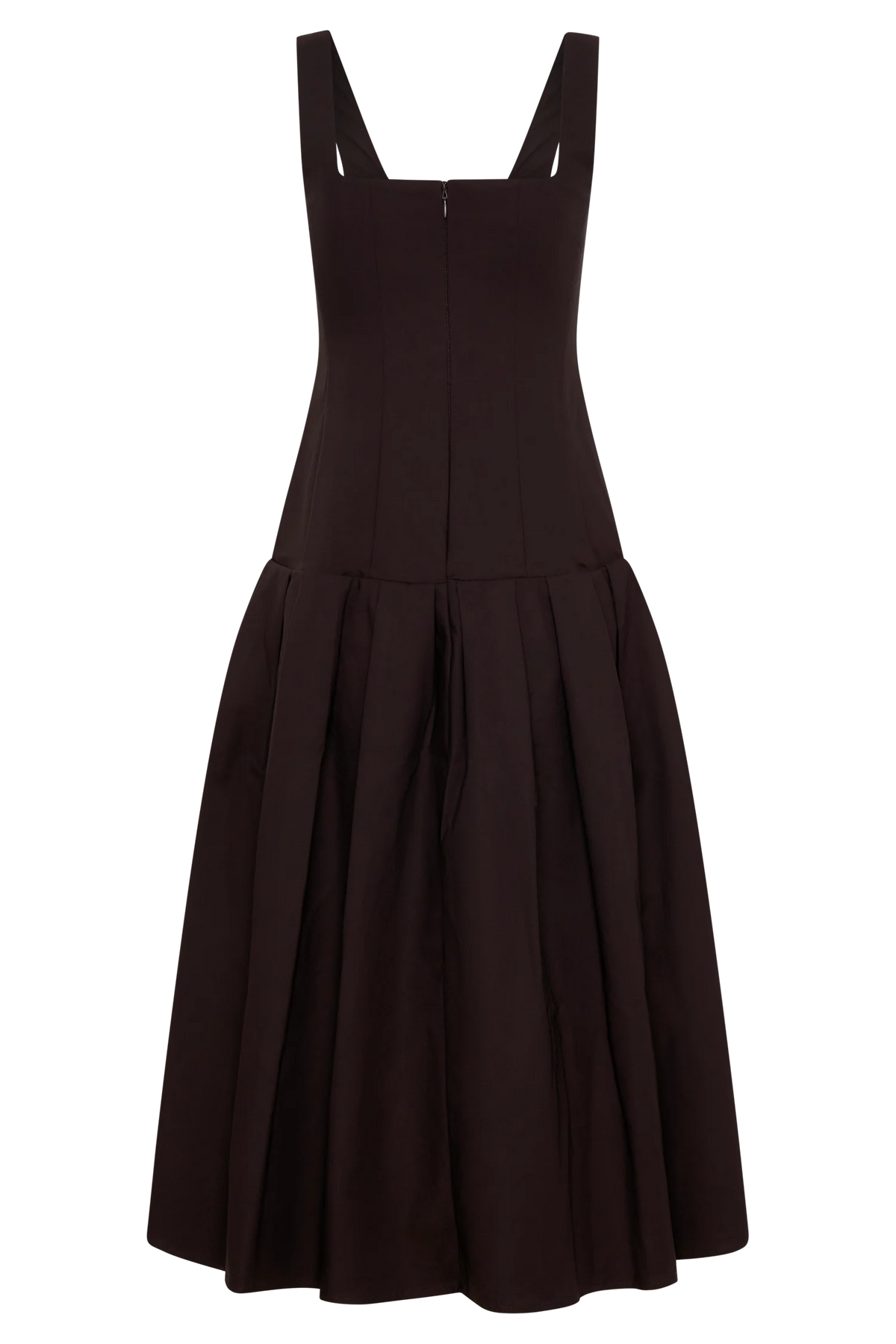Natascha Drop Waist Cotton Midi Dress Chocolate