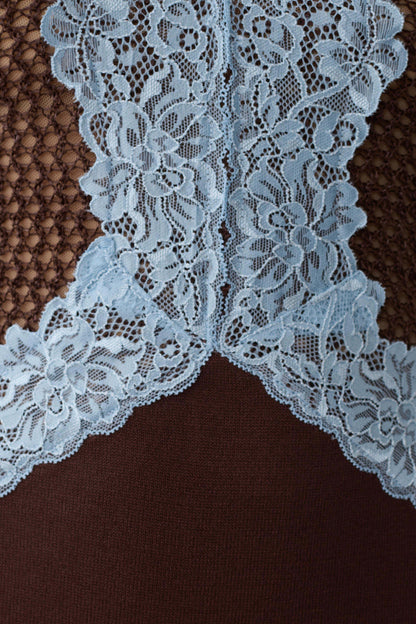 Bray Knit Lace Maxi Dress Chocolate Blue