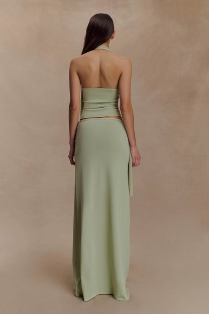Bowie Low Rise Knit Maxi Skirt Pastel Green