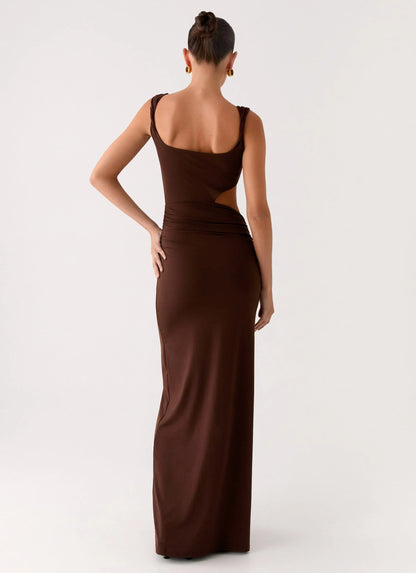 Balvin Cut Out Maxi Dress Cool Chocolate